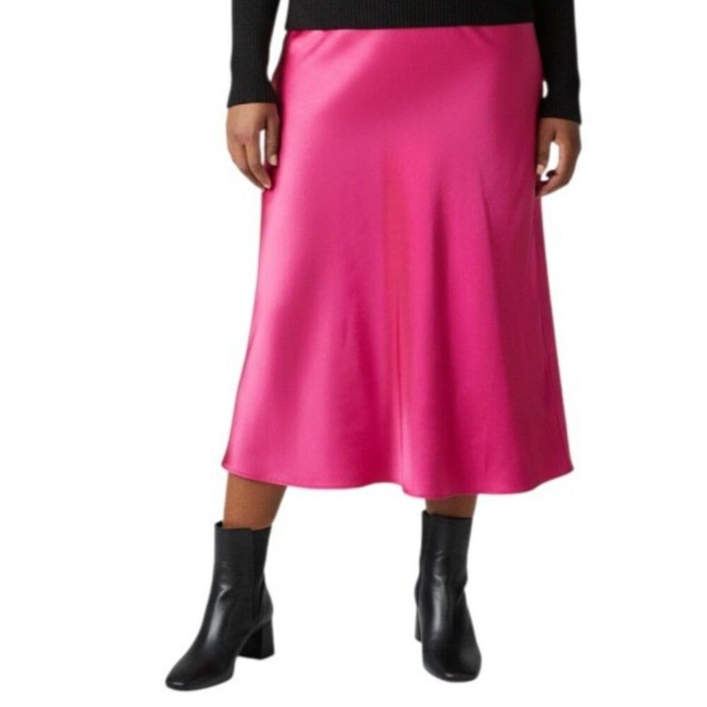 THE DROP Women's Maya Silky HOT PINK Slip Skirt, NWT! Size XL